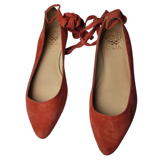 Vince Camuto Melon Suede Lace Up Ankle Tie Ballet Flats, Size 9, EUC - Picture 9 of 10